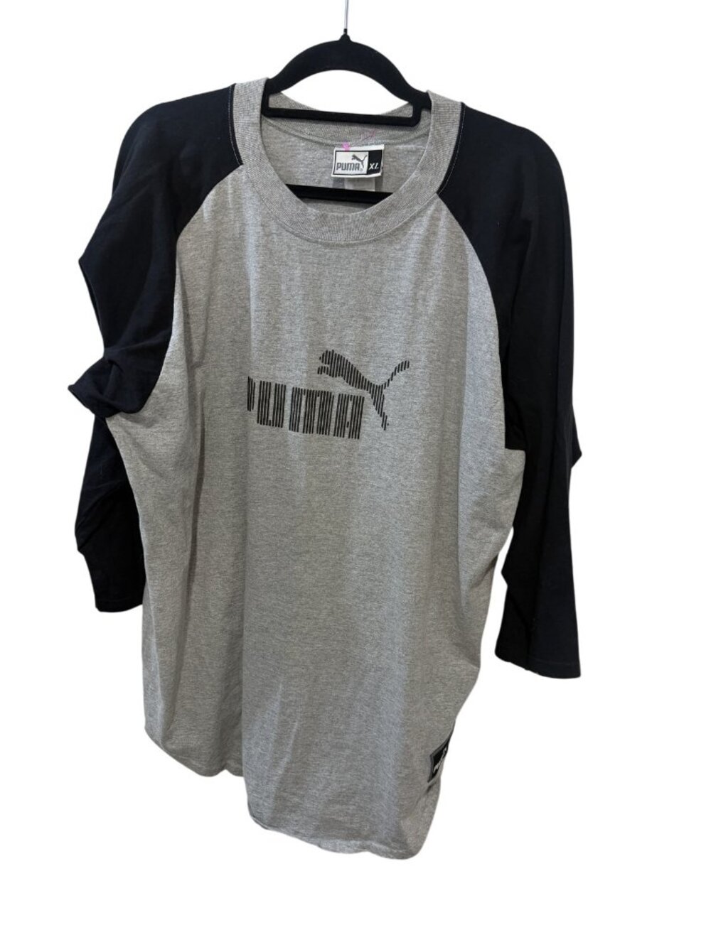 Puma Size Extra Large (XL) Gray Athletic Logo Long Sleeve T-Shirt